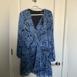 LAUREN Ralph Lauren Paisley Georgette Long Sleeve Dress Size 10 NWT